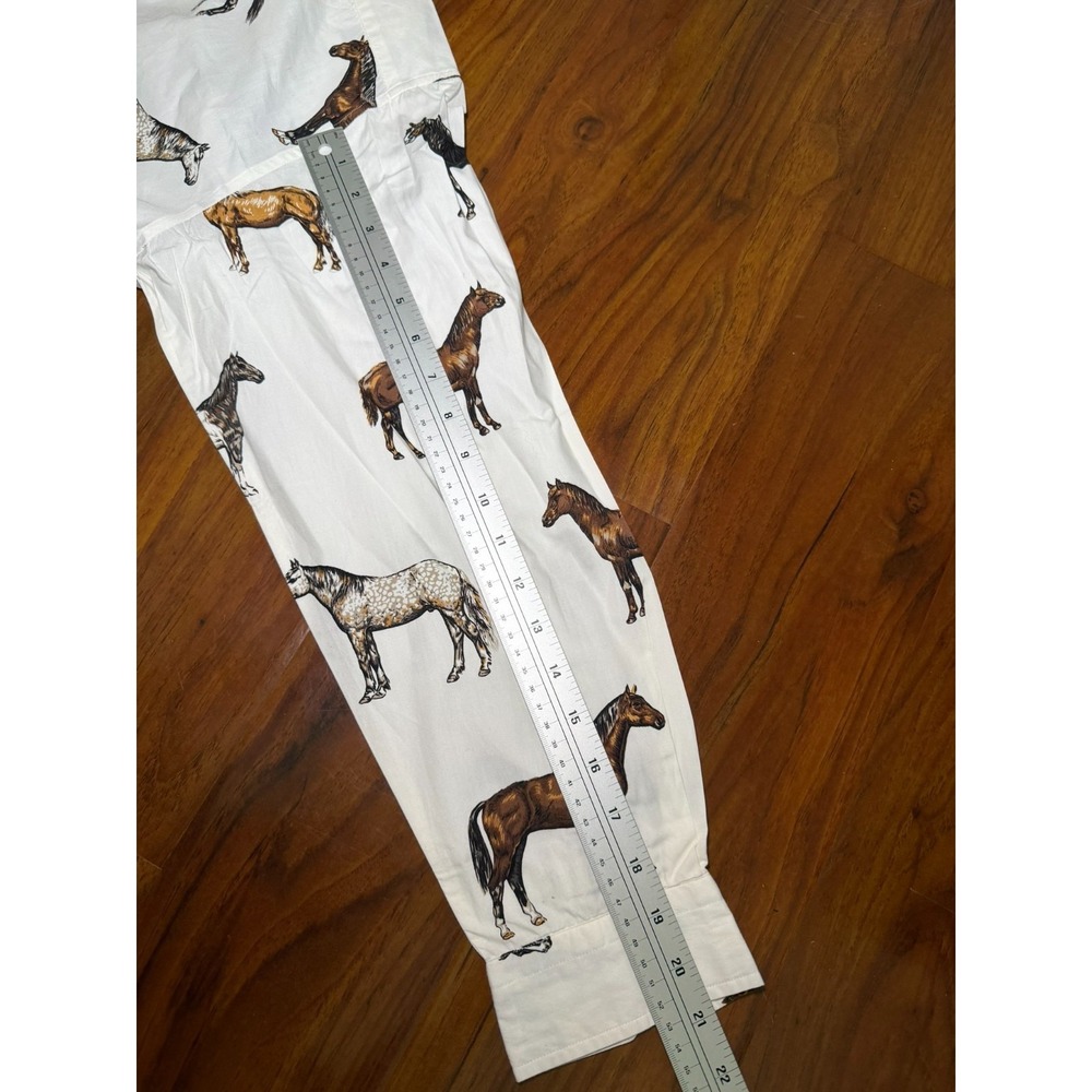 Vintage Mise Au Green Men's White Button Down Size M Horse Graphic Print - Picture 6 of 7